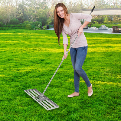 Professional Lawn Leveling Rake Soil Lawn Rake Adjustable 50-180cm Handle 180° Rotation for Perfect Turf & Green Grass