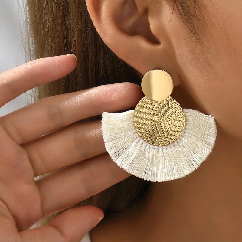 Bohemian Big Tassel Drop Earrings for Stylish Wedding Look - Smarsty