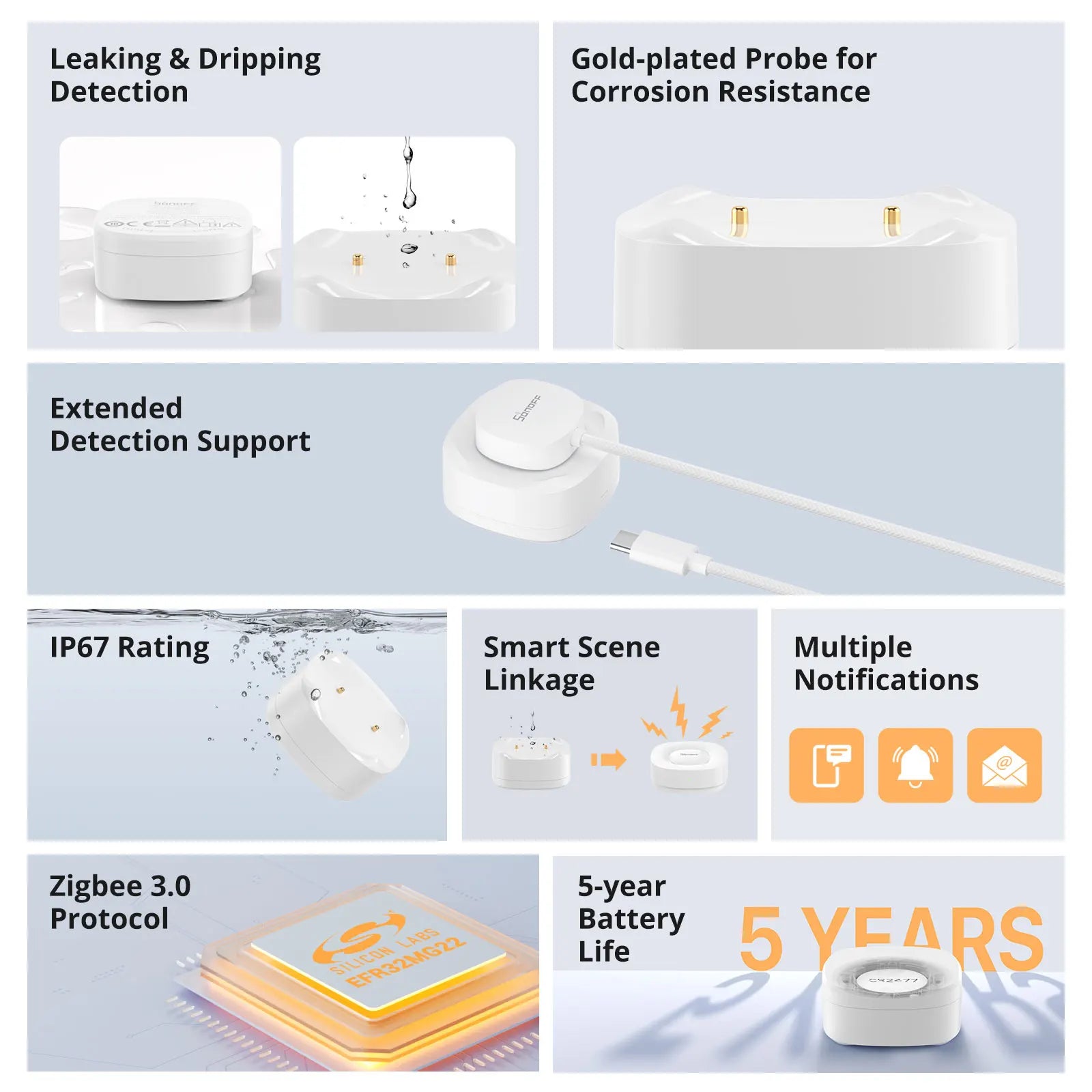 Sonoff SNZB-05P Zigbee Water Leak Detector With Remote Control - Smarsty