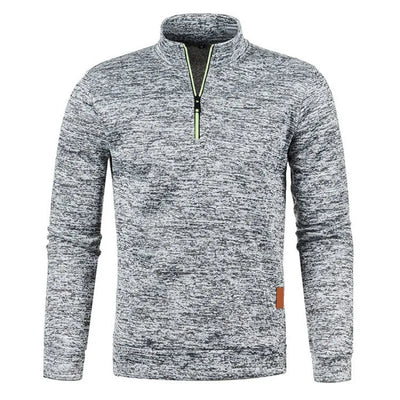 Autumn Men's Half Zipper Sweatshirts Long Sleeve Solid Color Pullover Turtleneck Streetwear Winter Warm Jacket Sport Coats - Smarsty