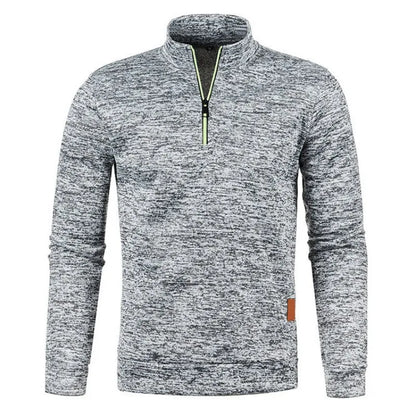 Autumn Men's Half Zipper Sweatshirts Long Sleeve Solid Color Pullover Turtleneck Streetwear Winter Warm Jacket Sport Coats - Smarsty