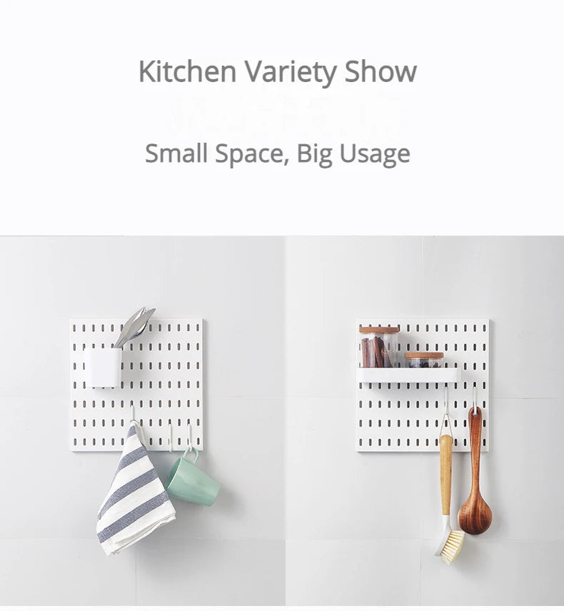 New DIY Pegboard Accessories Hanging Shelf Storage Hooks Wall Organizer No Punching Crafts Organization For Garage Kitchen Room