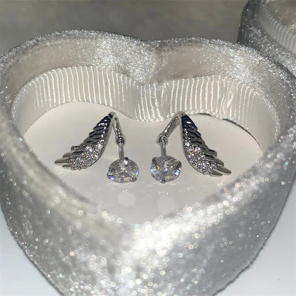 Stainless Steel Ear Cuff With Rhinestone Wing Sparkle - Smarsty