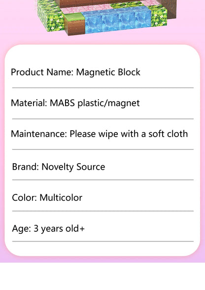 Pink castle magnetic building block set, suitable for boys and girls over 3 years old DIY to improve hand skills and creativity by Smarsty