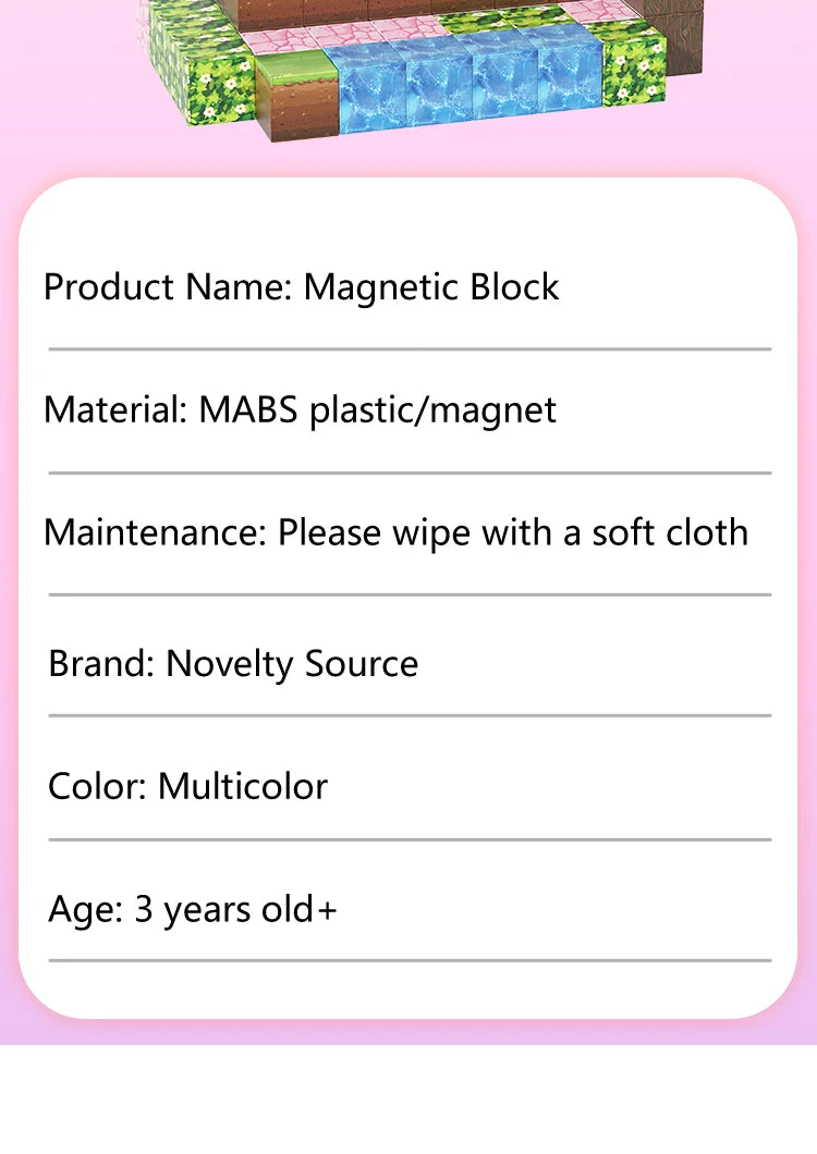 Pink castle magnetic building block set, suitable for boys and girls over 3 years old DIY to improve hand skills and creativity by Smarsty