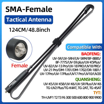 ABBREE CS Tactical Antenna SMA-Female Dual Band VHF UHF 144/430Mhz Foldable For Walkie Talkie Baofeng UV-21 UV-5R QuanSheng K5 - Smarsty
