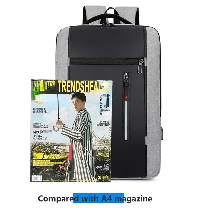 Men's Waterproof Oxford Laptop Backpack 15.6 Inch with USB Charging Port High Capacity Business Travel School Bag - Smarsty