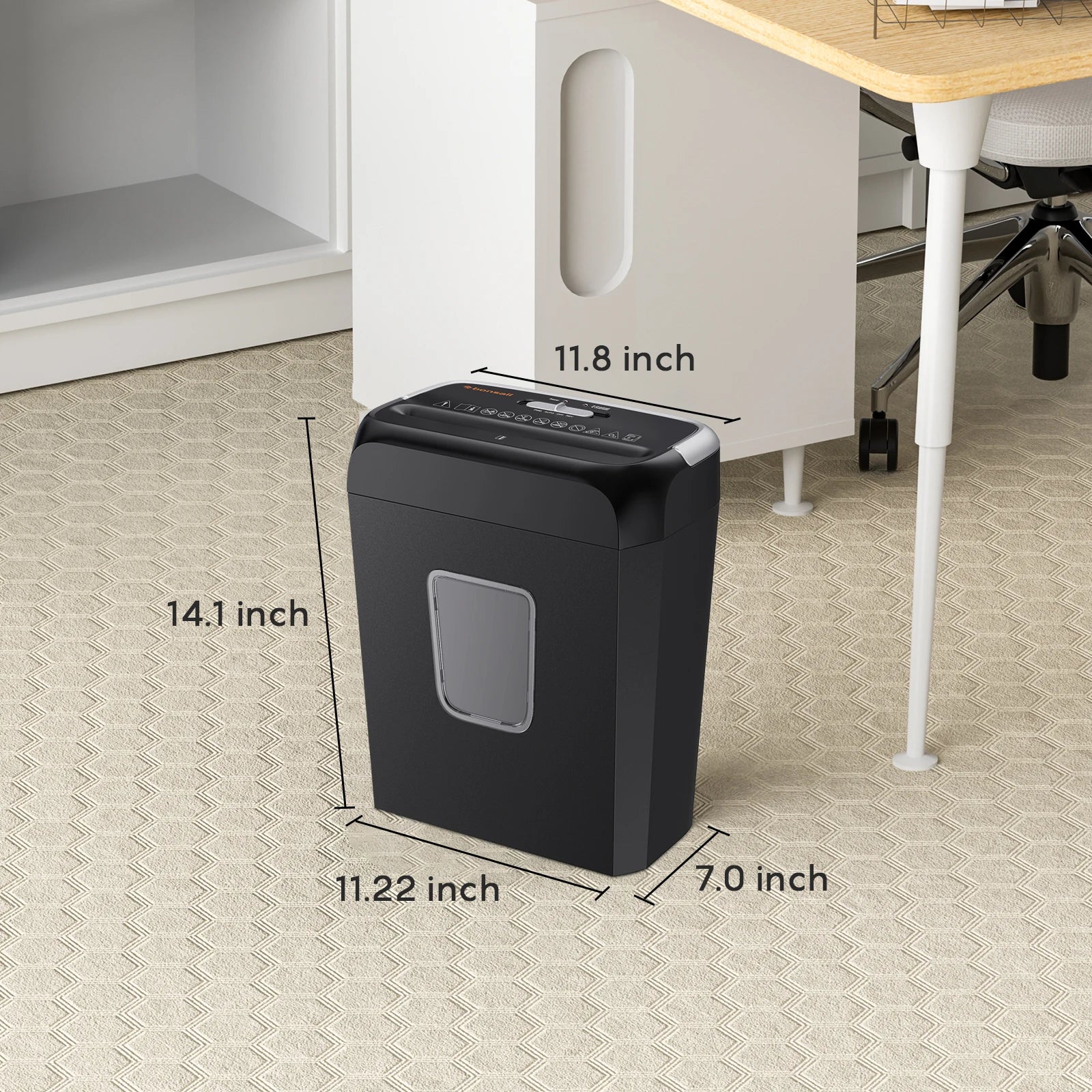 Bonsaii 6-Sheet Cross Cut Paper Shredder Home Office Use with Handle for Document,Mail,Staple,Clip-3.4 Gal Wastebasket