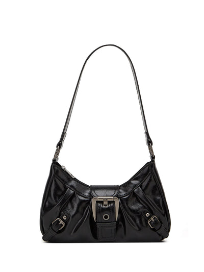 Y2K Retro Shoulder Bag With Rivet Pleated Leather Design - Smarsty