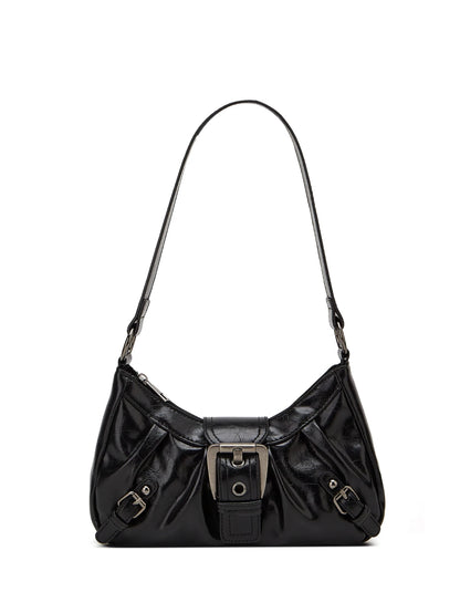 Y2K Retro Shoulder Bag With Rivet Pleated Leather Design - Smarsty