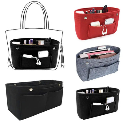 Women's Organizer Handbag Felt Travel Bag Insert Liner Purse Organiser Pouch - Smarsty