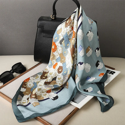 Silk Square Scarf for Women Sun Protection Luxury Shawl - Smarsty
