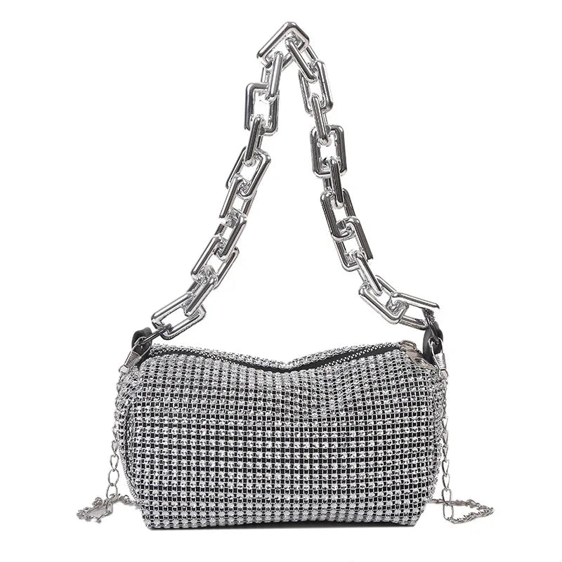 Rhinestone Bucket Bag Sparkling Crossbody Chain Bag - Smarsty
