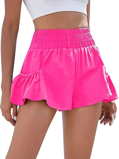 Hotty Hot Solid Color Tennis Skirt Yoga Shorts for Women's Gym Sportswear Pocket Loose Sport Outfit Fitness Runing Workout Short - Smarsty