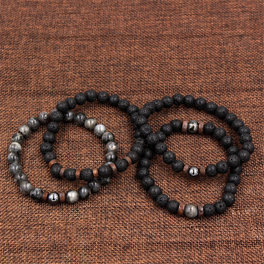 Volcanic Stone Bracelet for Men with Buddha Charm - Smarsty