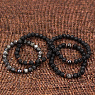 Volcanic Stone Bracelet for Men with Buddha Charm - Smarsty
