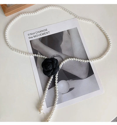 Pearl Waist Belt for Women Elegant Camellia Design - Smarsty