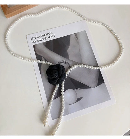 Pearl Waist Belt for Women Elegant Camellia Design - Smarsty