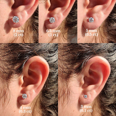 Moissanite Stud Earrings Sterling Silver Bridal GRA - Smarsty