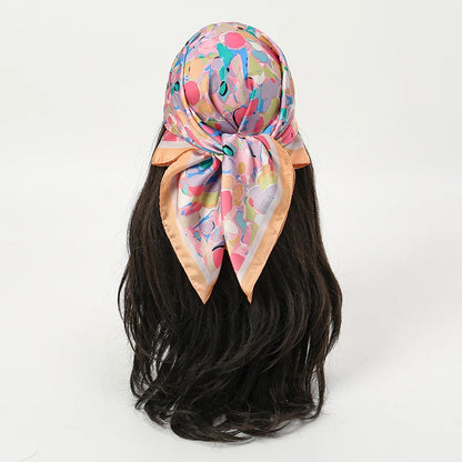 Bohemian Floral Print Silk Scarf for Women Sun Protection - Smarsty