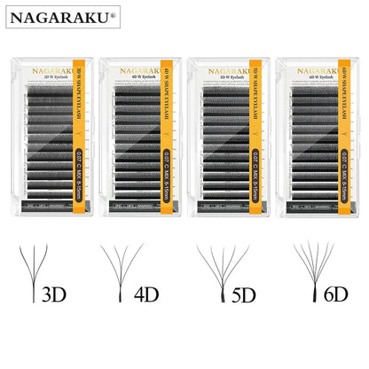 NAGARAKU 3D W Shape Premade Fans Eyelash Extensions - Smarsty