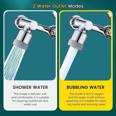 1080° Rotatable Extension Faucet Sprayer Head 2 Spray Modes Universal Bathroom Tap Extend Adapter Aerator - Smarsty