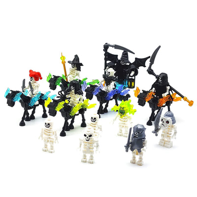 MOC Halloween Skeleton Army Mini Doll Building Blocks DIY Assembled Building Blocks Character Doll Skeleton Horse Ornaments Toy - Smarsty