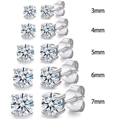 Moissanite Stud Earrings Sterling Silver Bridal GRA - Smarsty
