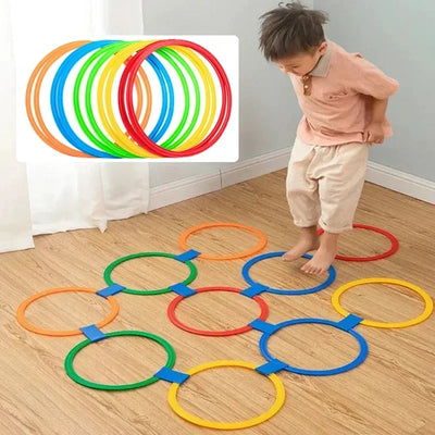 New Outdoor Kids Funny Physical Training Sport Toys Lattice Jump Ring Set Game 10 Hoops 10 Connectors for Park Play Boys Girls - Smarsty