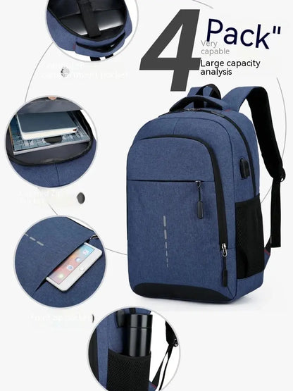 Mens BackPack LargeCapacity Simple Fashion Travel Female Student ComputerBag - Smarsty
