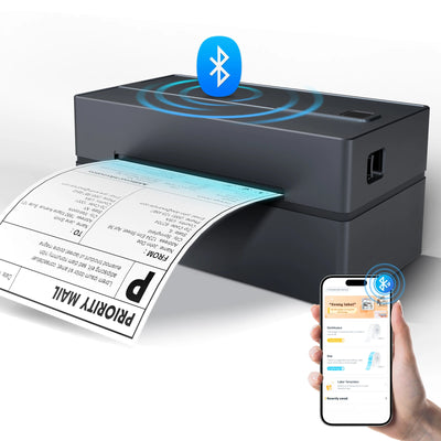 Thermal Label Printer Portable No Ink Required 203DPI 4x6 for Small Business Bluetooth USB High Speed Express Airway Bill - Smarsty