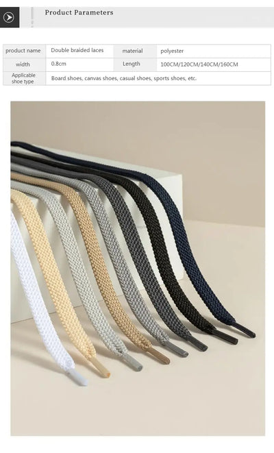 1Pair Fabric Flat Shoe laces Classic Shoelaces for Sneakers White Black Shoelace Quality Laces Shoes 100/120/140/160CM Strings - Smarsty