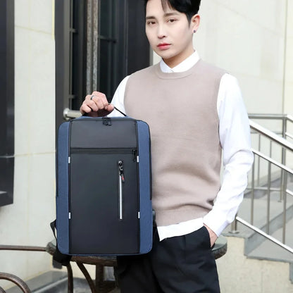 Men's Waterproof Oxford Laptop Backpack 15.6 Inch with USB Charging Port High Capacity Business Travel School Bag - Smarsty