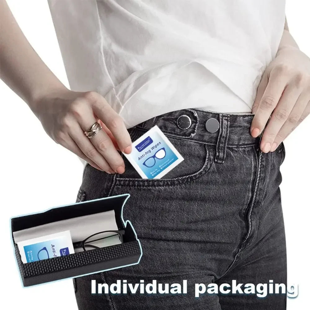 100Pcs/Box Glasses Cleaner Wet Wipe Disposable Anti Fog Misting Dust Remover Cleaning Lens Wipes Sunglasses Phone Screen - Smarsty