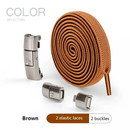 2Pairs Without Ties Elastic Laces No Tie Shoe Laces Press Lock Shoelaces Sneaker Kids Adult 8MM Widened Flat Shoelace for Shoes