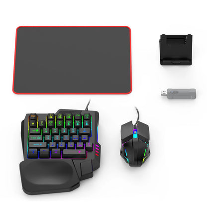 5 in 1 Mobile Game Converter Keyboard Mouse Gaming Set for PUBG Wired RGB Backlit Keyboard with Wrist Rest for Gamer Accessories