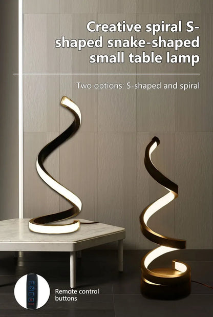 Dimmable LED Spiral Table Lamp for Modern Bedrooms - Smarsty