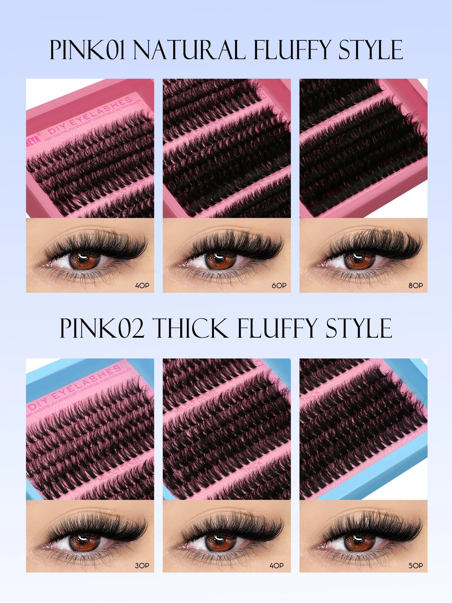 GROINNEYA Fluffy Cluster Lashes Kit for Volume Eyelash Extensions - Smarsty