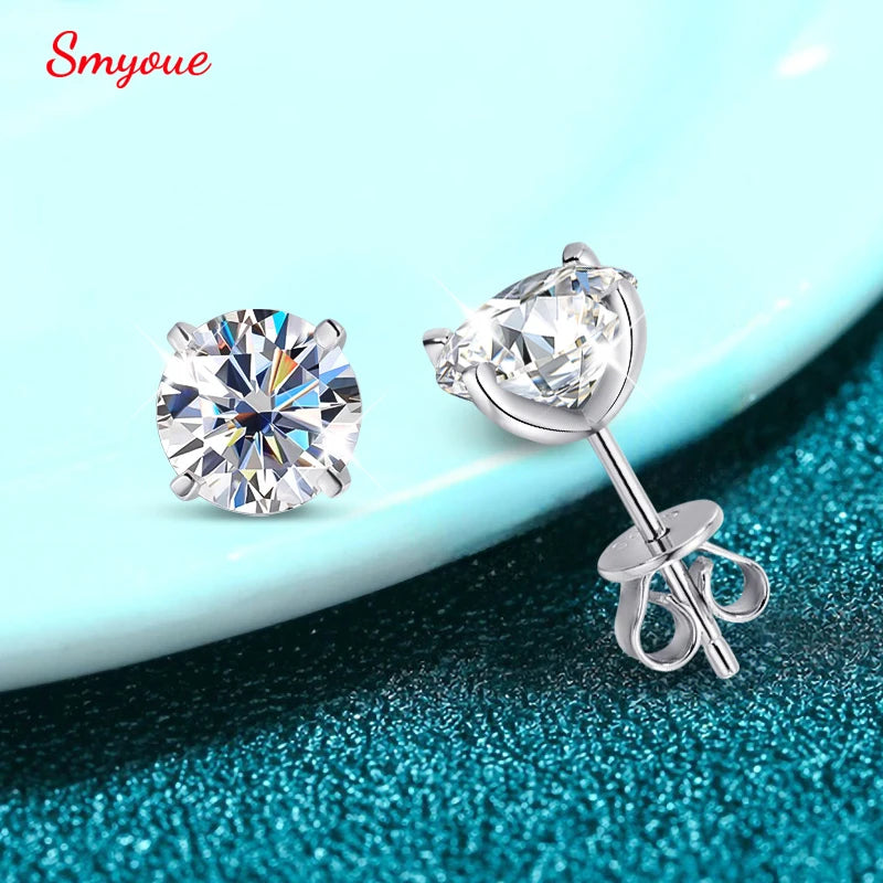 GRA Certified Moissanite Stud Earrings Sterling Silver - Smarsty