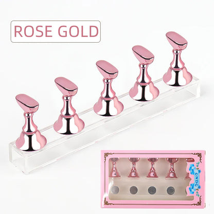 5pcs Magnetic Nail Tip Practice Holders with Crystal Base - Smarsty