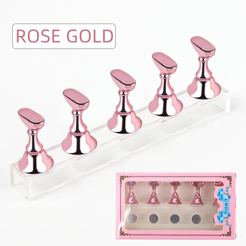 5pcs Magnetic Nail Tip Practice Holders with Crystal Base - Smarsty
