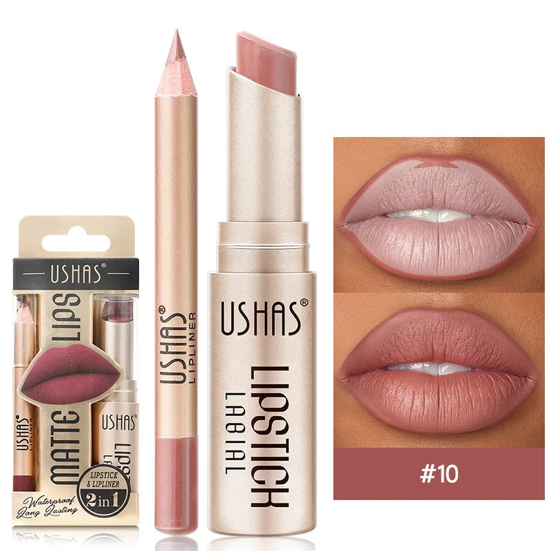 Matte Lipstick and Lip Liner Set Waterproof Long Lasting - Smarsty