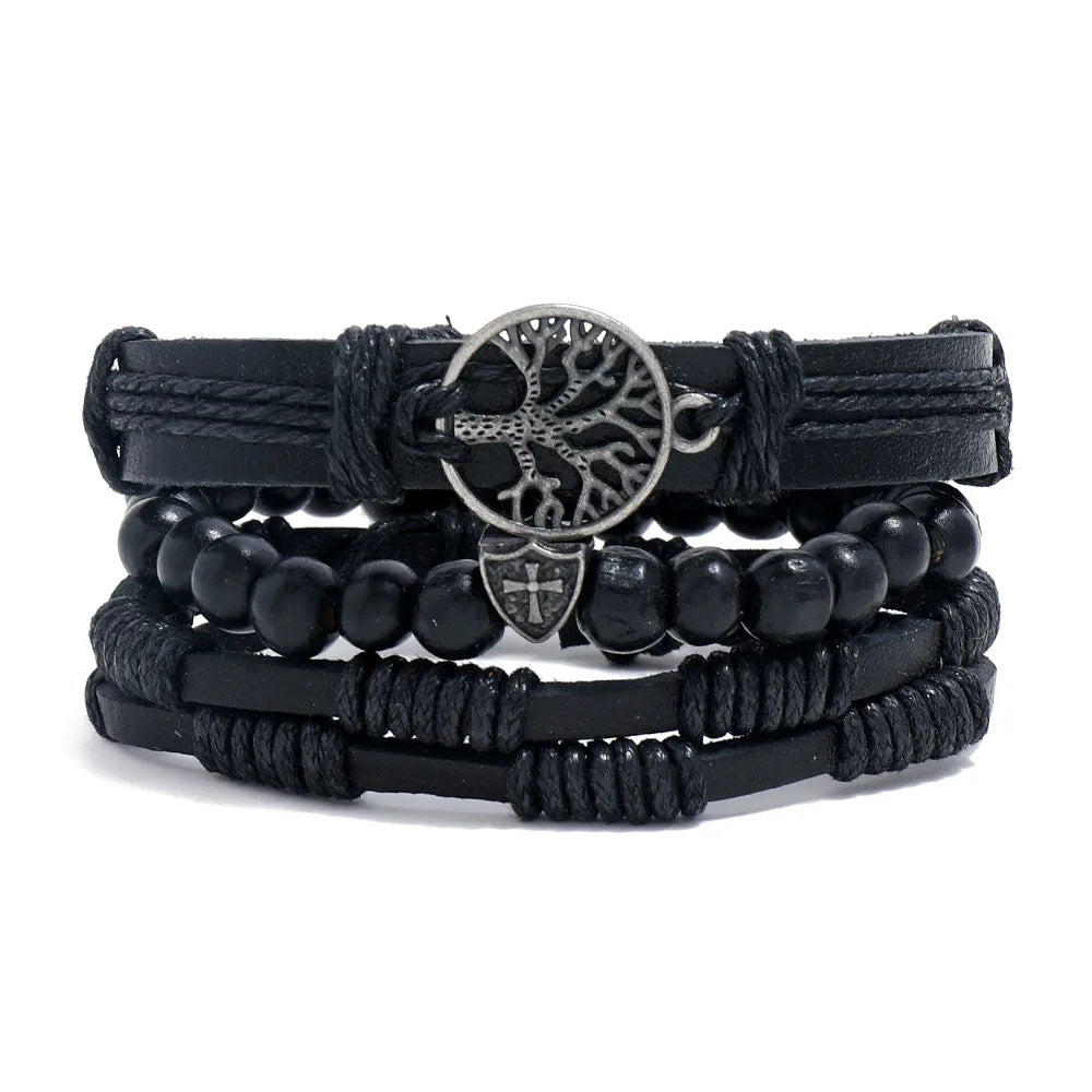 Braided Leather Bracelets for Men with Vintage Charms - Smarsty