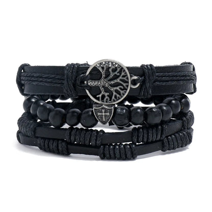 Men’s Leather Braided Bracelets Vintage Ethnic Wristband - Smarsty