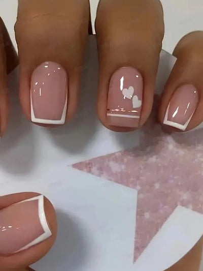 Medium Ballerina Pink Press On Nails with French Tips - Smarsty