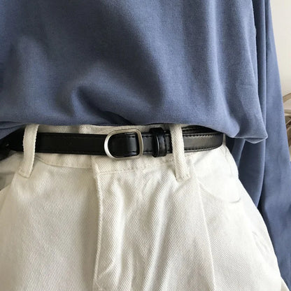 Unisex PU Leather Casual Belt with Perforated Design - Smarsty