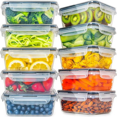 Kitchen Food Contianers Set, Microwave Dishwasher Safe BPA FREE 10pcs 840ML Containers Set With 10stickers and Marker by Smarsty