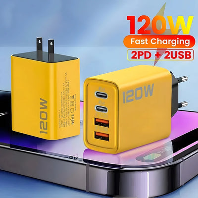 4 Ports USB C PD Charger Quick Charge 3.0 Type C USB Phone Chargers Fast Charging Adapter For iPhone 15 14 Samsung Xiaomi Huawei - Smarsty