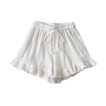 Casual Elastic-waisted Sweatpants Fashion Y2K Summer Waffle Shorts High Waist Lace Hot Pants Women