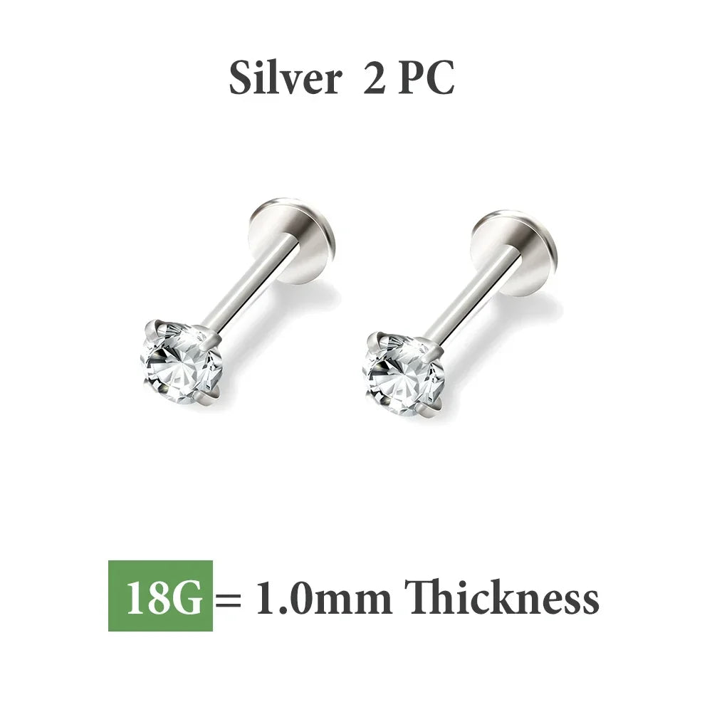 316L Stainless Steel Tiny CZ Cartilage Stud Earrings - Smarsty